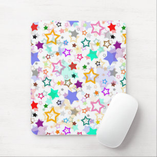 Tapis De Souris Étoiles colorées blanches