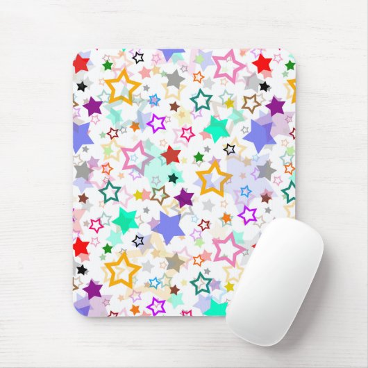 Tapis De Souris Étoiles colorées blanches (Avec souris)