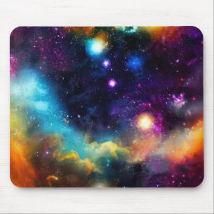 Tapis De Souris Étoiles dans une Nebula Mousepad couleur arc-en-ci