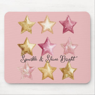 Tapis De Souris Étoiles de Crème en Or Rose