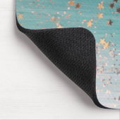 Tapis De Souris Étoiles d'or chatoyantes sur Turquoise (Coin)