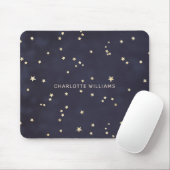 Tapis De Souris Étoiles d'or du ciel nocturne Monogramme minimalis (Avec souris)