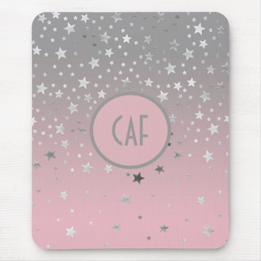 Tapis De Souris Étoiles rose gris Ombre tendance chic (Devant)