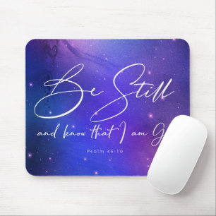 Tapis De Souris Être encore et connaître l'aquarelle Bible Verse