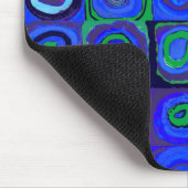 Tapis De Souris Étude de couleur carrés Squares Bleus Cercles (Coin)