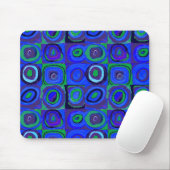 Tapis De Souris Étude de couleur carrés Squares Bleus Cercles (Avec souris)
