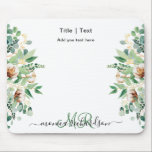 Tapis De Souris Eucalyptus Flore Verdure Monogramme Simple Personn<br><div class="desc">Eucalyptus Floral Greenery Monogramme Texte Personnalisé Pad Souris. Toutes les photos et les textes sont pré-arrangés pour que vous personnalisiez facilement et rapidement avec vos propres détails. Pour de nombreux autres modèles,  veuillez visiter la collection du magasin : https://www.zazzle.com/collections/119376792509928647</div>