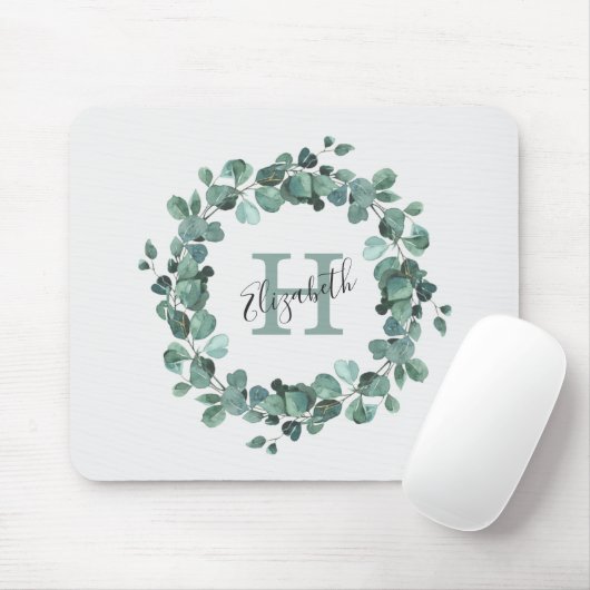 Tapis De Souris Eucalyptus Greenery Personalized Monogram Mouse Pa (Avec souris)