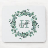 Tapis De Souris Eucalyptus Greenery Personalized Monogram Mouse Pa (Devant)