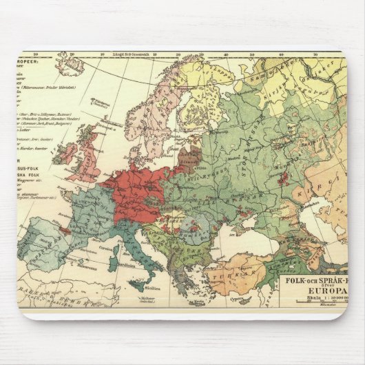 Tapis De Souris Europe Carte Pays Antique Mondiale (Devant)