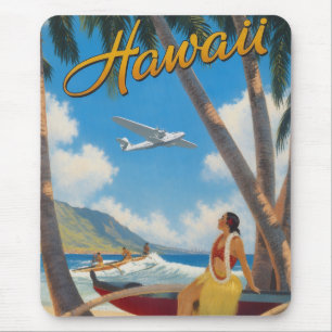 Tapis De Souris Évasion Aloha de fille de hula hawaïenne vintage p