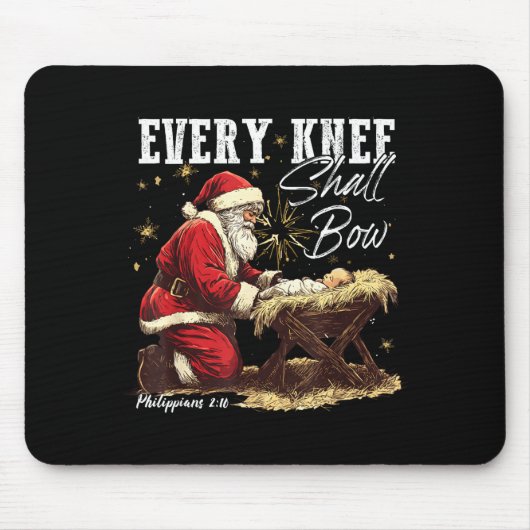 Tapis De Souris Every Knee Shall Bow Santa Christmas Nativity Scen (Devant)