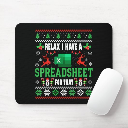 Tapis De Souris Excel Ugly Christmas Sweater I Have A Spreadsheet (Avec souris)