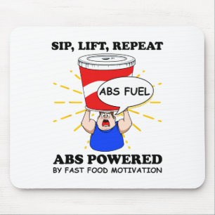 Tapis De Souris Exercice drôle des abdos Fast Food Gym Workout Bod