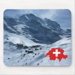 Tapis De Souris Explorez la Suisse, la scène suisse, carte avec l
