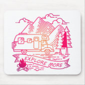 Tapis De Souris Explorez Plus Camper Rose Van Mountain Nature Love (Devant)