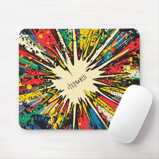 Tapis De Souris Explosion d'art pop de style comique (2) (Avec souris)