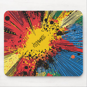 Tapis De Souris Explosion de graffiti jaune Gritty Graffiti