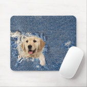 Tapis De Souris extraction dorée dans trou en denim effilé (Avec souris)