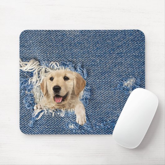 Tapis De Souris extraction dorée dans trou en denim effilé (Avec souris)