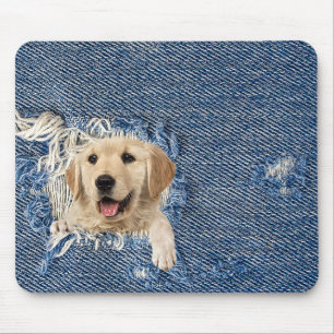 Tapis De Souris extraction dorée dans trou en denim effilé