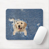 Tapis De Souris extraction en jean bleu trou (Avec souris)
