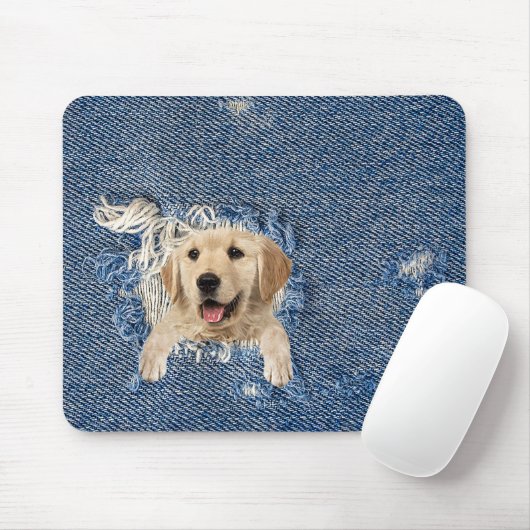 Tapis De Souris extraction en jean bleu trou (Avec souris)