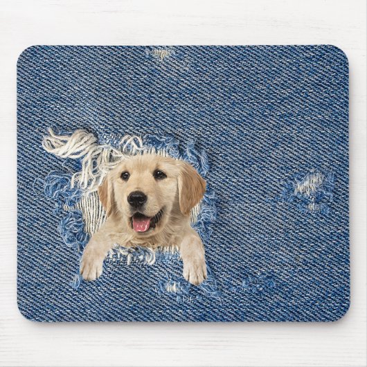 Tapis De Souris extraction en jean bleu trou (Devant)