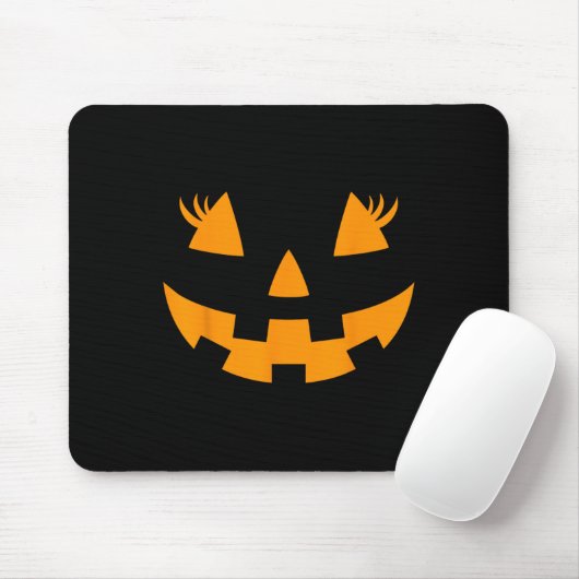 Tapis De Souris Eyelashes Jack-o'-lantern Face Citrouille Hallowen (Avec souris)