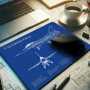 Tapis De Souris F-16 Faucon de combat - Plan directeur de l'avion