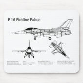 Tapis De Souris F-16 Faucon de combat - Plan directeur de l'avion  (Devant)