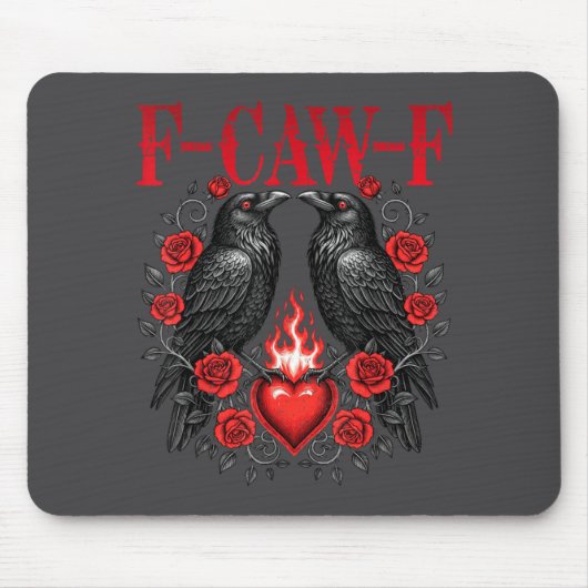 Tapis De Souris F-caw-f Black Crow Black Bird Roses Heart Funny Va (Devant)