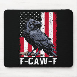 Tapis De Souris F-caw-f Corbeau Noir Oiseau Noir Rétro Drapeau Usa