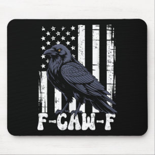 Tapis De Souris F Caw F Corbeau Noir Oiseau Retro Drapeau Usa Vint
