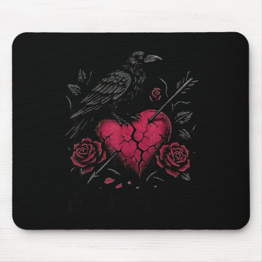 Tapis De Souris F Caw F Crow Anti Valentine's Day Dark Gothic Brok (Devant)
