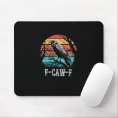 Tapis De Souris F-Caw-F Crow Retro Sunset Pun Funny Bird Cawing Gr (Avec souris)