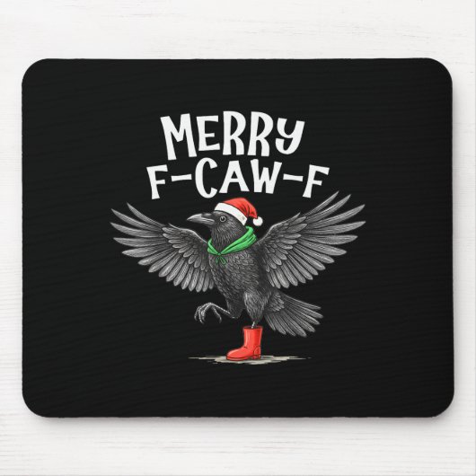 Tapis De Souris F-caw-f Merry Christmas Funny Crow Raven (Devant)