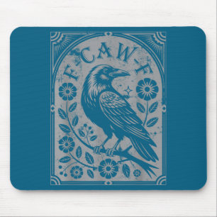 Tapis De Souris F-caw-f Rétro Fleurs de Corbeau Noir Art Drôle de