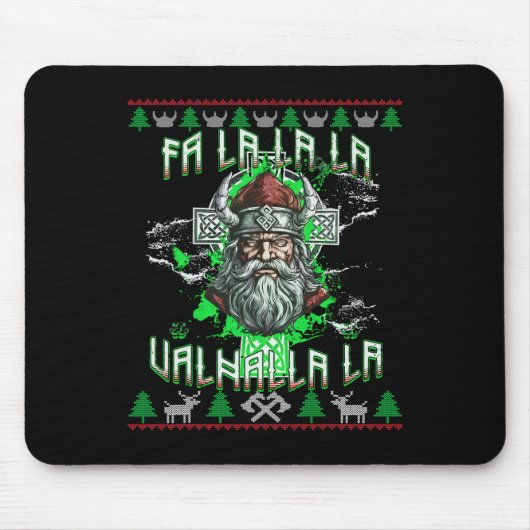 Tapis De Souris Fa La 8 Valhalla Santa Hat Viking Crâne Noël (Devant)