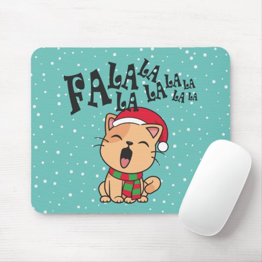 Tapis De Souris Fa La La La La Christmas Chant de chat | Mousepad (Avec souris)