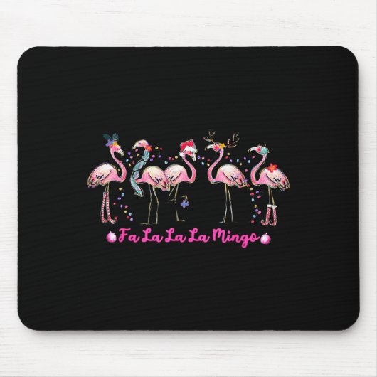 Tapis De Souris Fa La La Mingo Flamingo Christmas Tree Lights Troc (Devant)
