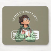Tapis De Souris Face à la vie avec un sourire | (Devant)