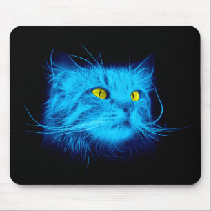 Tapis De Souris Face de chat bleu