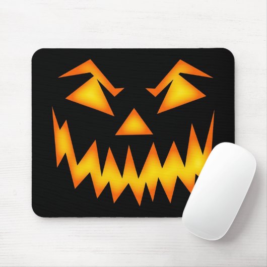 Tapis De Souris Face de Jack-o'-lantern effrayante (Avec souris)