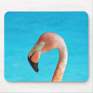 Tapis De Souris Face flamingo rose contre eau bleue sur