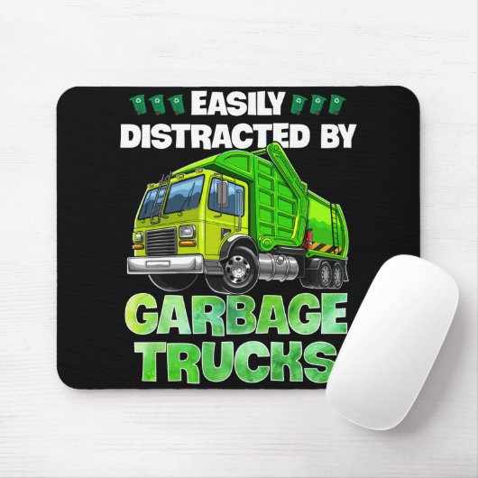 Tapis De Souris Facilement Distrait Par Garbage Trucks Drôle Cadea (Avec souris)