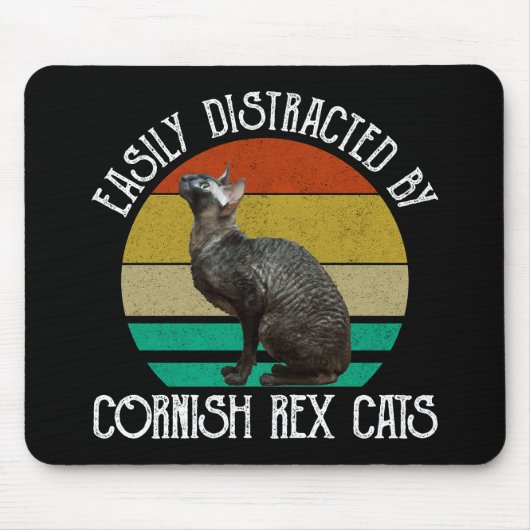 Tapis De Souris Facilement Distrait Par Les Chats Cornish Rex (Devant)