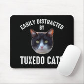 Tapis De Souris Facilement Distrait Par Les Chats Tuxedo (Avec souris)