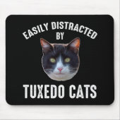 Tapis De Souris Facilement Distrait Par Les Chats Tuxedo (Devant)