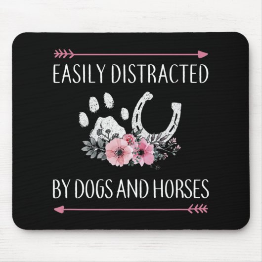 Tapis De Souris Facilement Distrait Par Les Chiens Et Les Chevaux (Devant)